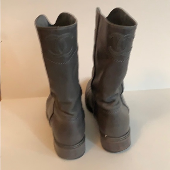 chanel grey boots
